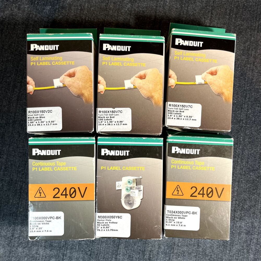 Panduit P1 Label Cassette Lot of 6 Self Laminating Continuous Tape Marker Plat